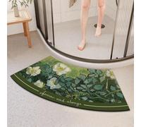 Morbuy Quadrant Curved Diatomite Shower Mat, Super Absorbent Fast Drying Bath Mat, Non-Slip Diatomaceous Corner Bathroom Floor Mat for Curved Showers (Flower 1,45x100cm)