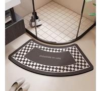 Morbuy Quadrant Curved Diatomite Shower Mat, Super Absorbent Fast Drying Bath Mat, Non-Slip Diatomaceous Corner Bathroom Floor Mat for Curved Showers (Nordic Print 5,45x70cm)