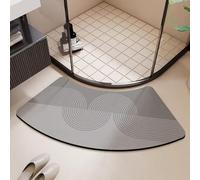 Morbuy Quadrant Curved Diatomite Shower Mat, Super Absorbent Fast Drying Bath Mat, Non-Slip Diatomaceous Corner Bathroom Floor Mat for Curved Showers (Nordic Print 7,60x120cm)