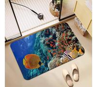 Morbuy Quick Drying Diatomite Bath Mat Soft, Large Small Absorbent Diatomaceous Earth Bath Mat Bathroom Rugs Non Slip Washable Bathroom Carpet Stone Soft Fast Dry (Beach Ocean 2,60x90cm)
