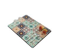 Morbuy Rose Dish Drying Mat, Baroque Tile Style Coffee Absorbent Drainer Mat Diatomaceous Earth Kitchen Sink Mats, Washable Non Slip Draining Mat, Dish Drying Pad for Counter (15.7x19.6 in,Green)
