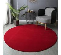 Morbuy Round Rugs Carpets Living Room Rug, Flannel Extra Large Size Soft Short Medium Pile Rugs Anti Slip Floor Mats for Aldult Kids Room Bedroom Decor (Red,Diameter 100 cm)