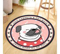 Morbuy Round Rugs for Living Dining Room Bedroom Kitchen Supermarket, Modern 3D Dog Print Kids Childs Pet Sofa Area Rugs Carpet Large Non-slip Washable Thick Soft Home Decor (60x60cm,Pug)