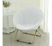 Morbuy Round Saucer Chair Cover, Stretch Dining Chair Covers Garden Moon Chair Cover Removable Spandex Chair Slipcovers Furniture Protector for Living Room (Polar Fleece-White)