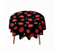Morbuy Round Tablecloth Waterproof, 3D Strawberry Print Circular Tablecloths Garden Table Cloth Stain Resistant Wipeable Table Cloths for Kitchen Dinning Party (Red Strawberry,Diameter 180cm)