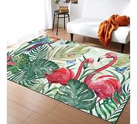 Morbuy Rugs Carpets Living Room Rug, 3D Flamingo Print Extra Large Size Soft Short Medium Pile Rugs Anti Slip Floor Mats for Kids Room Bedroom Decor (100x120cm,Tropical plants)