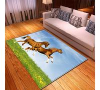 Morbuy Rugs Carpets Living Room Rug, 3D Horse Printing Modern Extra Large Size Soft Short Medium Pile Rugs Anti Slip Washable Floor Mats for Bedroom Kids Room Decor (80x120cm,grassland)