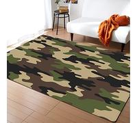 Morbuy Rugs Carpets Living Room Rug, Extra Large Size Modern 3D Camouflage Print Soft Short Medium Pile Rugs Anti Slip Washable Floor Mats for Bedroom Kids Room Decor (50x80cm,Army green)