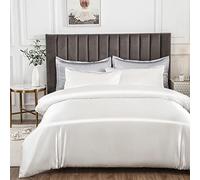 Morbuy Silk Satin Double Duvet Cover with 2 Pillowcases, White Bedding Set Easy Care Duvet Cover Set with Zipper Closure - Luxury Ultra Soft Quilt Cover 3 Piece - 200x200cm