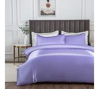 Morbuy Silk Satin Single Duvet Cover with 2 Pillowcases, Purple Bedding Set Easy Care Duvet Cover Set with Zipper Closure - Luxury Ultra Soft Quilt Cover 3 Piece - 135x200cm