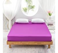 Morbuy Single Fitted Sheet Satin Silk Bed Sheets, Violet Fitted Sheets Deep Pocket 30 cm, Easy Care Ultra Soft Silky Fitted Bedsheets Good for Skin & Hair