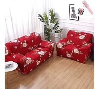 Morbuy Sofa Slipcovers Home Decor Settee Couch Sets Removable Washable Stretch Fabric Non Slip Elastic Pet Protector Chair Slipcovers Flower for Sofas Leather (1 seater,red)