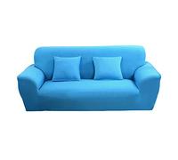 Morbuy Sofa Slipcovers Solid Color Home Decor Settee Couch Sets Removable Washable Stretch Fabric Non Slip Elastic Pet Protector Chair Slipcovers for Sofas Leather (4 seater,Sky blue)