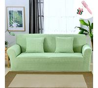 Morbuy Sofa Slipcovers Solid Color Plain Home Decor Settee Couch Sets Non Slip Removable Washable Stretch Fabric Pet Protector Chair Slipcovers for Sofas Leather (1 seater,Grass Green)