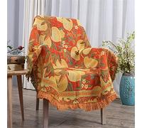 Morbuy Sofa Throw Blanket with Tassels, Handwoven retro Pattern Soft Cotton Warm Knitted Armchair Throw for Couch and Bed Settees Fit All Season (90x150cm,Peach)