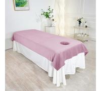 Morbuy Soft Flannel Massage Table Sheet Massage Bed Cover with Face Hole, Solid Color Washable Reusable SPA Beauty Bed Sheet Towel for Salons, SPA and Therapists (Purple,120x230cm)