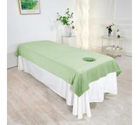 Morbuy Soft Flannel Massage Table Sheet Massage Bed Cover with Face Hole, Solid Color Washable Reusable SPA Beauty Bed Sheet Towel for Salons, SPA and Therapists (Green,90x200cm)