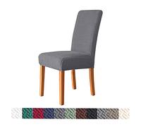 Morbuy Solid Color Chair Covers for Dining Chairs 1/4/6/10 Set, Jacquard High Back Chair Covers Stretch Fabric Chair Slipcover Removable Washable Chair Protector (Set of 4,Dark grey)