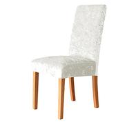 Morbuy Solid Color Chair Covers for Dining Chairs 1/4/6/10 Set, Shining Velvet High Back Chair Covers Stretch Fabric Chair Slipcover Removable Washable Chair Protector (Set of 4,White)
