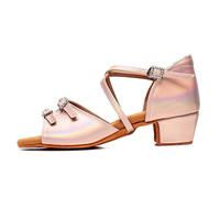 Morbuy Solid Color Latin Dance Shoes Girls, Comfort Open-Toe High Heels, Elegant Lightweight Dance Shoes for Kids, for Practice Tango Salsa Ballroom Cha-Cha, 3.5 Low Heels (Pink,12.5)