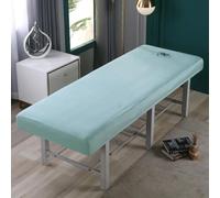 Morbuy Solid Color Massage Table Bed Cover Sheet Fitted with Face Hole, Jersey Cotton Beauty Couch Cover Washable Breathable Elastic Edge All-Round Wrap for Salons SPA Massage Bed (Green,70x190cm)