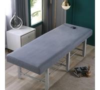 Morbuy Solid Color Massage Table Bed Cover Sheet Fitted with Face Hole, Jersey Cotton Beauty Couch Cover Washable Breathable Elastic Edge All-Round Wrap for Salons SPA Massage Bed (Khaki,70x190cm)