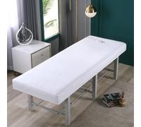 Morbuy Solid Color Massage Table Bed Cover Sheet Fitted with Face Hole, Jersey Cotton Beauty Couch Cover Washable Breathable Elastic Edge All-Round Wrap for Salons SPA Massage Bed (White,80x190cm)