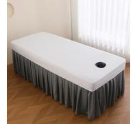 Morbuy Solid Color Massage Table Bed Cover Sheet Fitted with Face Hole, Waterproof O0il-Proof Beauty Couch Cover Washable Elastic Edge All-Round Wrap for Salons SPA Massage Bed (White,70x185cm)