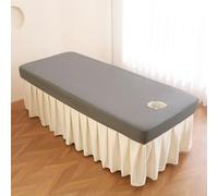Morbuy Solid Color Massage Table Bed Cover Sheet Fitted with Face Hole, Waterproof O0il-Proof Beauty Couch Cover Washable Elastic Edge All-Round Wrap for Salons SPA Massage Bed (Gray,70x190cm)