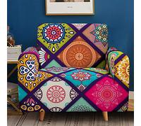 Morbuy Stretch Sofa Covers, Non Slip Mandala Printed Couch Covers 1 Seater Sofa Slipcovers, Washable Furniture Protector Sofa Cover with 1 Sticky Roller
