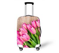 Morbuy Suitcase Cover Elastic Suitcase Covers, Roses Print Travel Suitcase Covers Protectors, Modern Luggage Cover Washable Luggage Covers for Suitcases (Tulip,M (22-24 inch Luggage))