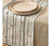 Morbuy Table Runner Linen Style Fruit Table Runner, Modern Table Runners Outdoor Seasonal Fall Kitchen Dining Table Decoration for Home Party Decor (33 * 160cm,Bamboo forest)