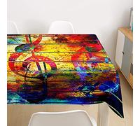 Morbuy Tablecloths Rectangular, 3D Musical Note Printed Table Cloth Waterproof Wipeable Stain-Resistant Oil-Proof Table Cover for Home Dining Garden Party (Graffiti Music,140x200cm)