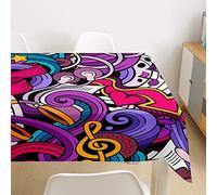 Morbuy Tablecloths Rectangular, 3D Musical Note Printed Table Cloth Waterproof Wipeable Stain-Resistant Oil-Proof Table Cover for Home Dining Garden Party (Abstract music,140x160cm)