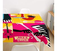 Morbuy Tablecloths Rectangular, 3D Musical Note Printed Table Cloth Waterproof Wipeable Stain-Resistant Oil-Proof Table Cover for Home Dining Garden Party (Jazz music,140x200cm)