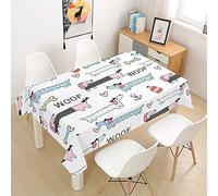 Morbuy Tablecloths Rectangular Dachshund Printed Table Cloth Waterproof Wipeable Stain-Resistant Oil-Proof Table Cover for Home Dining Garden Party (Pink Heart,140x220cm)