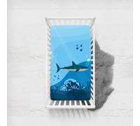 Morbuy The Underwater World Next to Me Crib Sheets, Soft Microfiber Moses Basket Sheets, Breathable Cot Bed Sheets, Travel Cot Sheets for Boy and Girl, Easy Care Crib Sheets (Shark,135x100cm)