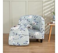 Morbuy Tub Chair Covers 2 Piece, 2 IN 1 High Stretch Club Chair Covers with Cushion Cover - Modern Prints Soft Armchair Slipcovers for Dining Living Room Office Reception (Cymbidium)