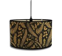 Morbuy Vintage Floral Bamboo Lampshade for Table and Floor Lamps - 30cm Drum Ceiling Pendant Shade - Home Decorative for Wall and Bedside (Gold Leaf)