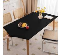 Morbuy Waterproof Rectangular Table Cover with Elastic Edged, Dust-Proof Table Protector Cover Elasticated Rectangle Fitted Tablecloth Covers for Picnic Camping Decor (Black,100x100cm)