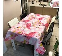 Morbuy Waterproof Table Cloths Rectangle, Pink Flamingo Print Stain-Resistant Tablecloth Easy Wipe Square Oil-Proof Table Cover for Girls Home Kitchen Dining Garden Party Decorative (140x200cm,A)