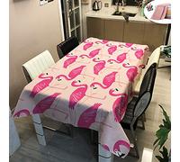 Morbuy Waterproof Table Cloths Rectangle, Pink Flamingo Print Stain-Resistant Tablecloth Easy Wipe Square Oil-Proof Table Cover for Girls Home Kitchen Dining Garden Party Decorative (140x200cm,H)