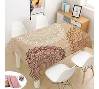 Morbuy Waterproof Table Cloths Rectangle, Stain-Resistant Bohemia Tablecloth Easy Wipe Square Print Oil-Proof Table Cover for Home Kitchen Dining Garden Party Decorative (Yellow Mandala,140x200cm)