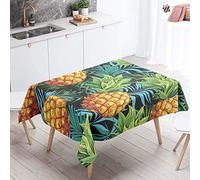 Morbuy Waterproof Table Cloths Rectangle, Stain-Resistant Tablecloth Easy Wipe Square Pineapple Print Oil-Proof Table Cover for Home Dining Garden Party Decorative (Green Tropical,60x60cm)
