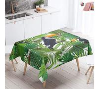 Morbuy Waterproof Table Cloths Rectangle, Stain-Resistant Tablecloth Easy Wipe Square Toucan Print Oil-Proof Table Cover for Home Kitchen Dining Garden Party Decorative (Green Tropical,100x140cm)