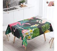 Morbuy Waterproof Table Cloths Rectangle, Stain-Resistant Tablecloth Easy Wipe Square Tropical Flamingo Leaf Print Oil-Proof Table Cover for Home Kitchen Dining Party (Yellow Pineapple,140x160cm)
