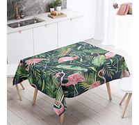 Morbuy Waterproof Table Cloths Rectangle, Stain-Resistant Tablecloth Easy Wipe Square Tropical Flamingo Leaf Print Oil-Proof Table Cover for Home Kitchen Dining Party (Green Leaf,140x220cm)