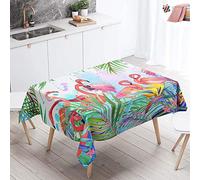 Morbuy Waterproof Table Cloths Rectangle, Stain-Resistant Tablecloth Easy Wipe Square Tropical Flamingo Leaf Print Oil-Proof Table Cover for Home Kitchen Dining Party (Watercolor,100x140cm)
