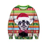 Morbuy Women Ugly Christmas Pullover Sweatshirts, Men Unisex Animal 3D Print Novelty Xmas Funny Jumpers Long Sleeve (L, Chihuahua)