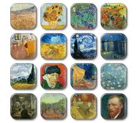 MORCART 16PCS Van Gogh Magnets for Fridge, Cute Locker Magnets Decorative for Refrigerator Whiteboard Cabinet Office Kitchen Blackboard Art for Adult